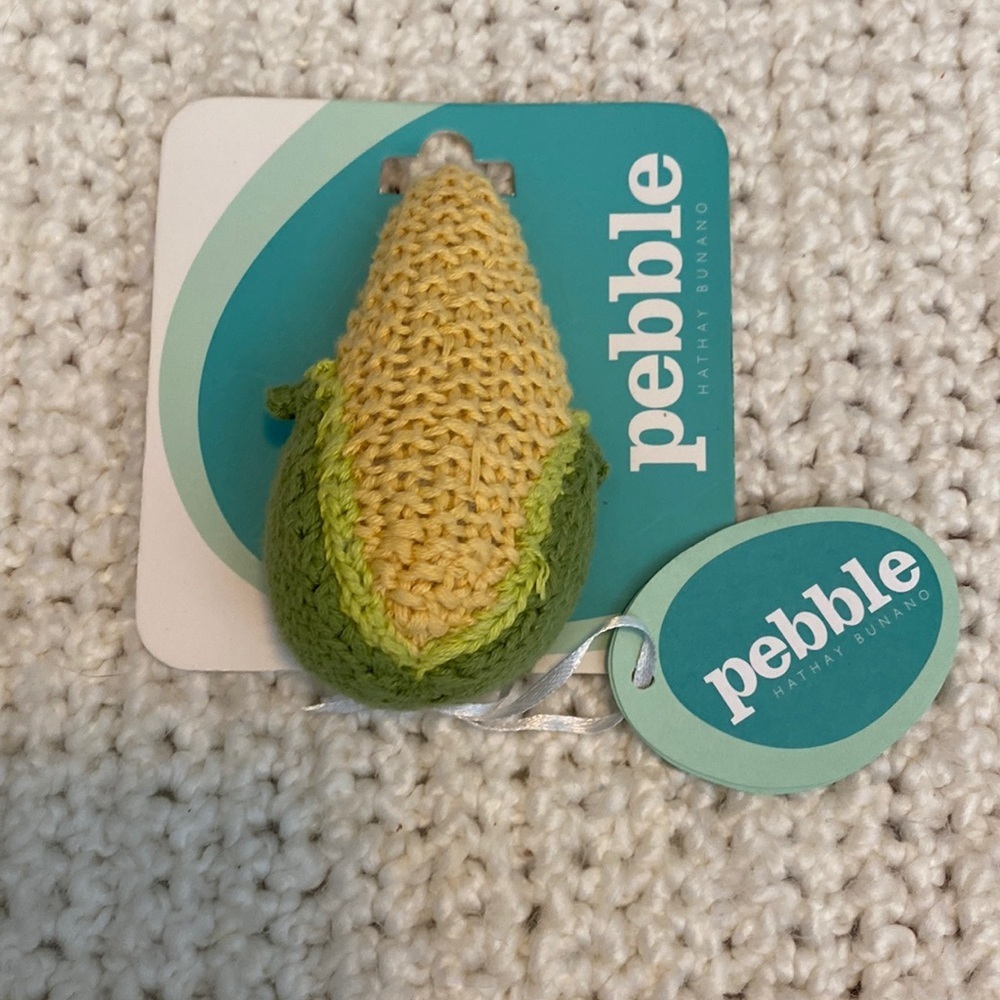 Pebble Child Handmade Fair Trade Vegetable Baby Rattle Corn Toy New with tag NWT